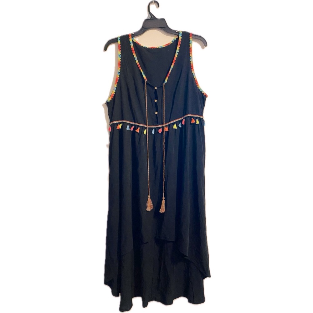 Rainbow trimmed “mullet”/ highlow dress